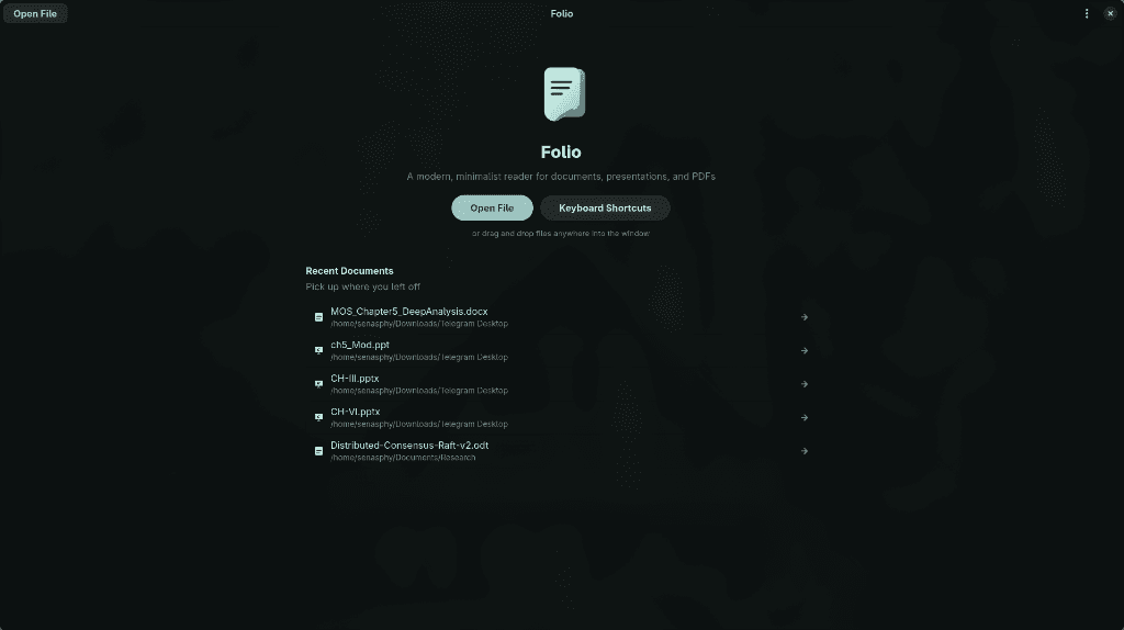 Screenshot of Folio