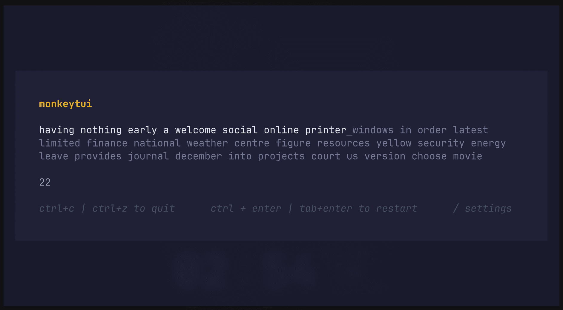 Screenshot of Monkeytui