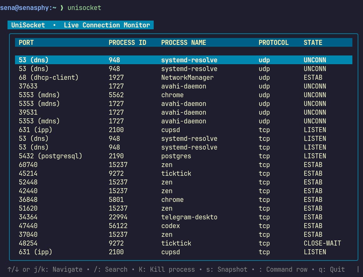Screenshot of Unisocket